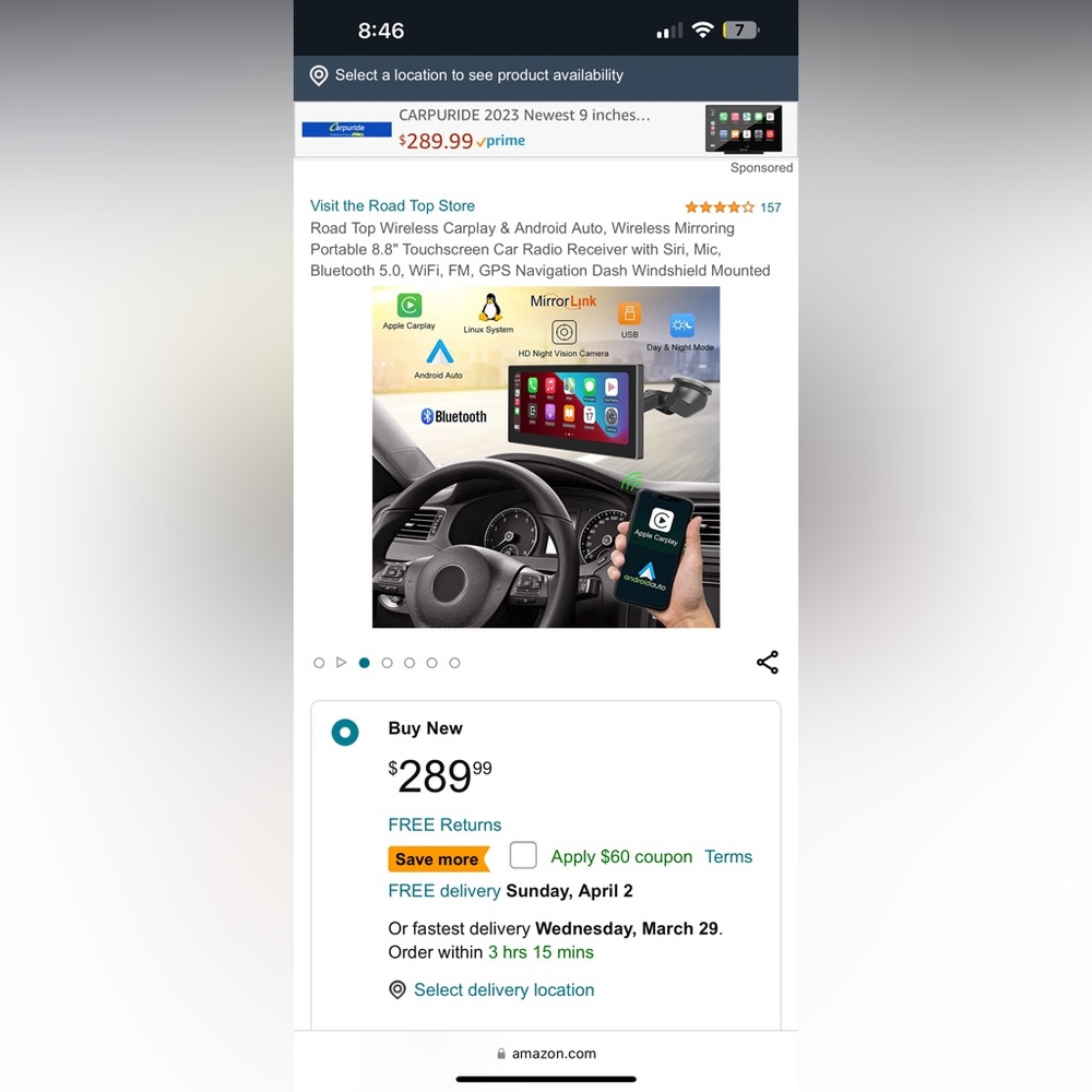 8.8 inch Wireless Apple Carplay and Android Auto Universal Head Unit